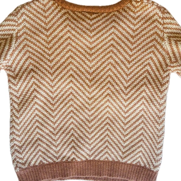 Ganni Chevron Wool Angora Knit Sweater Brown Cream Anthropologie – Size S - Picture 4 of 9